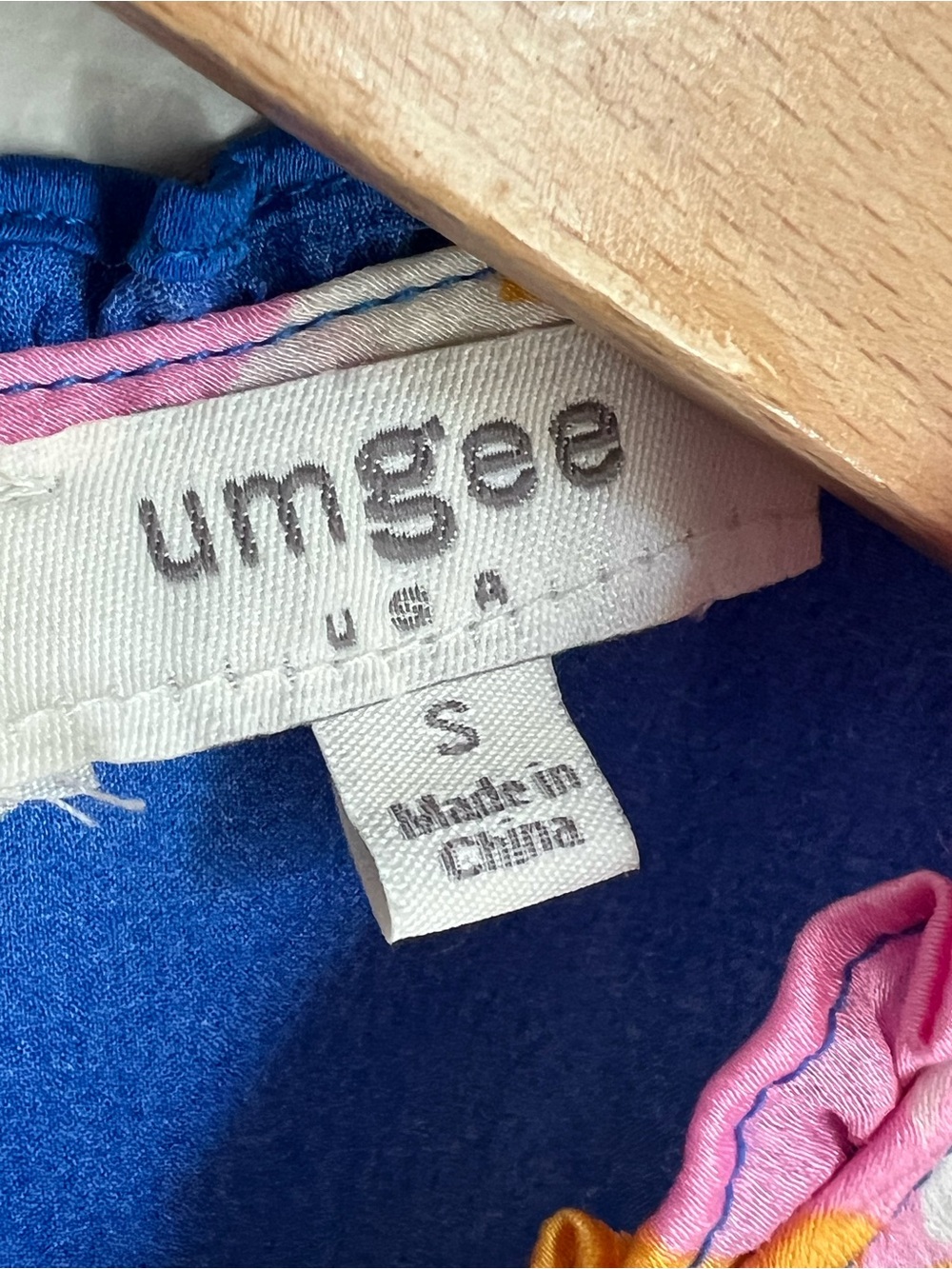 Umgee | Blue Flowy Lightweight Dress with Large Pink and Yellow Print Size S - Picture 3 of 17